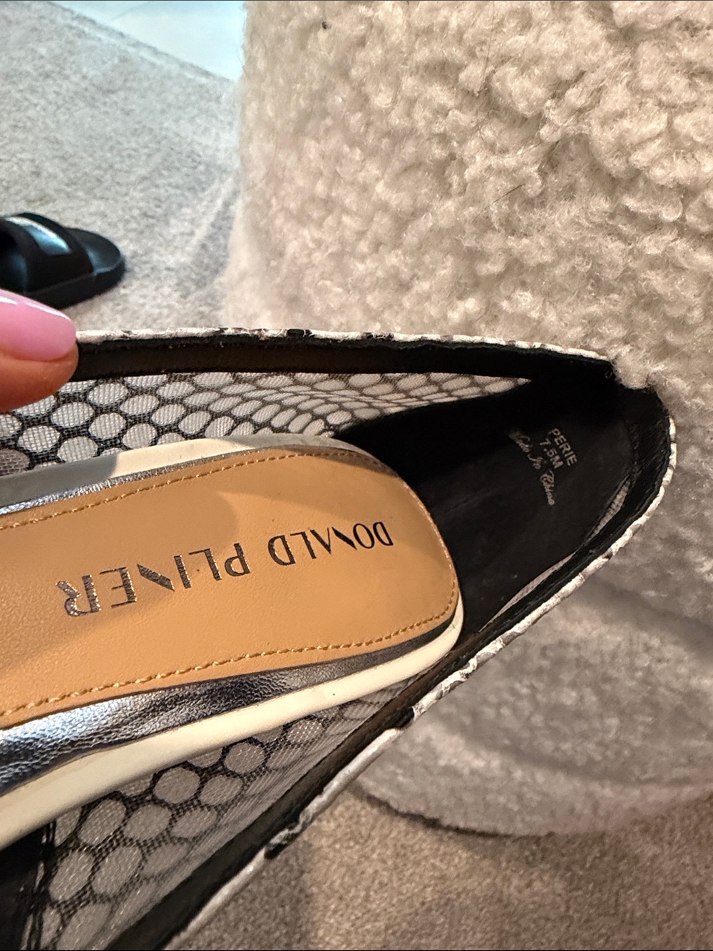 Donald J. Pliner Black and White Snake-Print Pointed Toe Heels - Picture 5 of 5